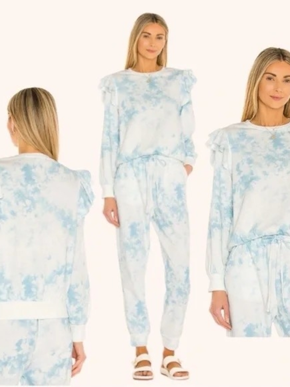 1 State Pale Tie-Dye Ruffle Sweatshirt